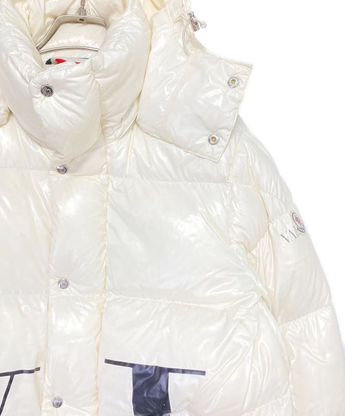 MONCLER（モンクレール）MONCLER (モンクレール) VALENTINO (ヴァレンティノ) ダウンジャケット ホワイト×ブラック サイズ:1の古着・服飾アイテム