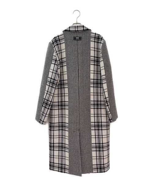 MSGM（エムエスジーエム）MSGM (エムエスジーエム) チェック柄ダブルブレストコート ホワイト×ブラック サイズ:40の古着・服飾アイテム