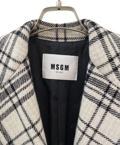 MSGM（エムエスジーエム）MSGM (エムエスジーエム) チェック柄ダブルブレストコート ホワイト×ブラック サイズ:40の古着・服飾アイテム