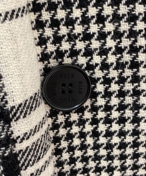 MSGM（エムエスジーエム）MSGM (エムエスジーエム) チェック柄ダブルブレストコート ホワイト×ブラック サイズ:40の古着・服飾アイテム