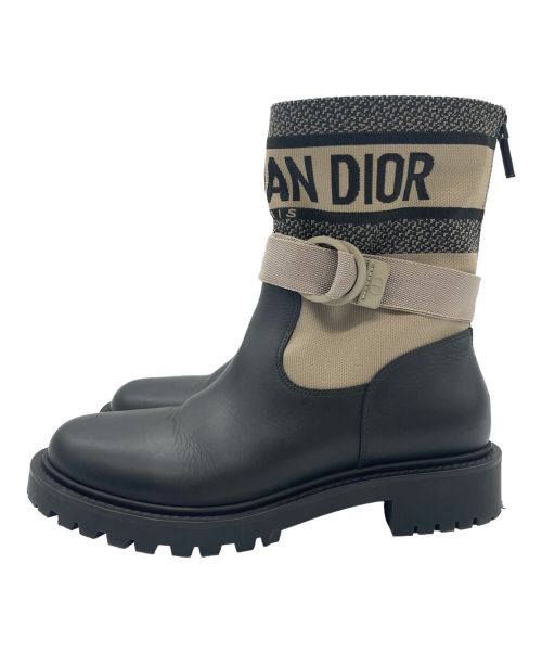 Christian Dior（クリスチャン ディオール）Christian Dior (クリスチャン ディオール) D-MAJORブーツ ブラック×ベージュ サイズ:38 1/2の古着・服飾アイテム
