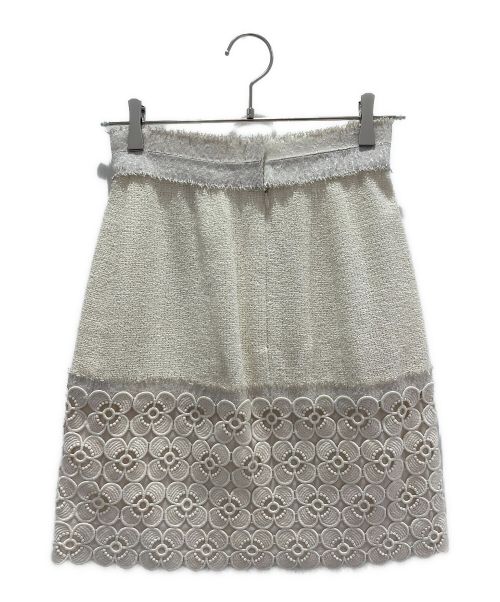 CHANEL（シャネル）CHANEL (シャネル) レース刺繍ツイードミニスカート アイボリー サイズ:34の古着・服飾アイテム