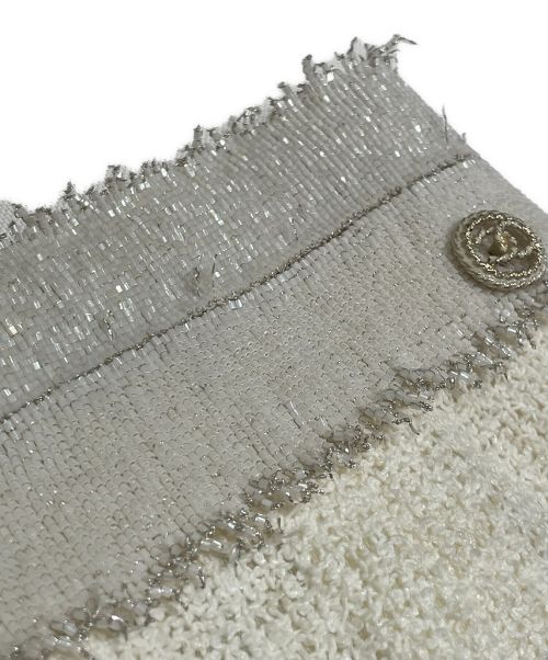 CHANEL（シャネル）CHANEL (シャネル) レース刺繍ツイードミニスカート アイボリー サイズ:34の古着・服飾アイテム