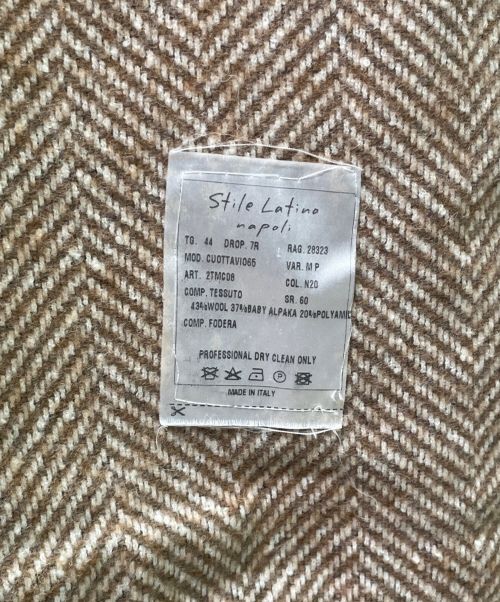 stile latino（スティレラティーノ）stile latino (スティレラティーノ) ヘリンボーンダブルチェスターコート ベージュ サイズ:44の古着・服飾アイテム