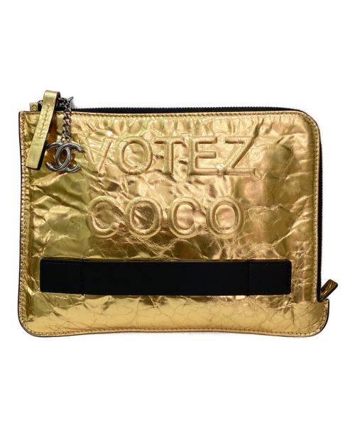 CHANEL（シャネル）CHANEL (シャネル) VOTEZ COCOハンドクラッチポーチ ゴールドの古着・服飾アイテム