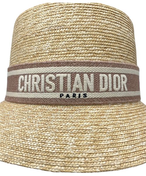Christian Dior（クリスチャン ディオール）Christian Dior (クリスチャン ディオール) 天然ロゴテープハット ベージュ サイズ:58の古着・服飾アイテム