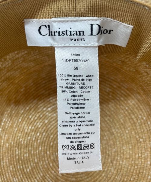 Christian Dior（クリスチャン ディオール）Christian Dior (クリスチャン ディオール) 天然ロゴテープハット ベージュ サイズ:58の古着・服飾アイテム