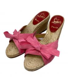 Christian Louboutin（クリスチャン・ルブタン）の古着「リボンサンダル」｜ベージュ×ピンク