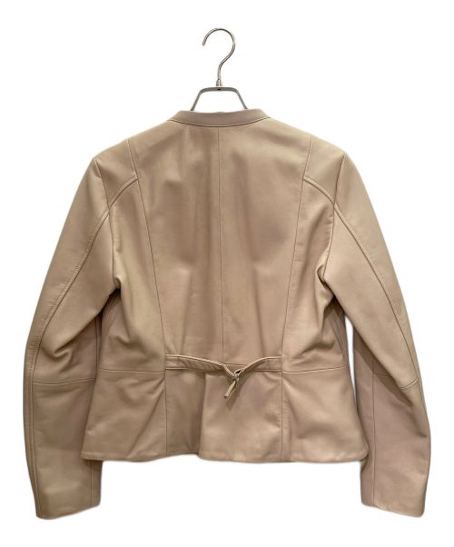 HUGO BOSS（ヒューゴ ボス）HUGO BOSS (ヒューゴ ボス) ノーカラー レザージャケット ベージュ サイズ:40の古着・服飾アイテム