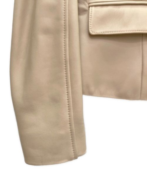 HUGO BOSS（ヒューゴ ボス）HUGO BOSS (ヒューゴ ボス) ノーカラー レザージャケット ベージュ サイズ:40の古着・服飾アイテム