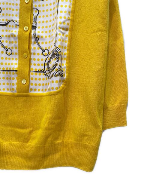 HERMES（エルメス）HERMES (エルメス) シルク 切替 ニット プルオーバー イエロー サイズ:34の古着・服飾アイテム