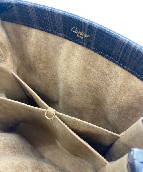 Cartier（カルティエ）Cartier (カルティエ) トリニティ トップハンドル ハンドバッグ ブラック×ブラウンの古着・服飾アイテム