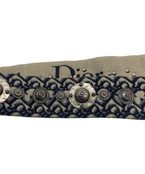 Christian Dior（クリスチャン ディオール）Christian Dior (クリスチャン ディオール) オブリーク ロゴ メダリオン ショルダーストラップ  ネイビーの古着・服飾アイテム