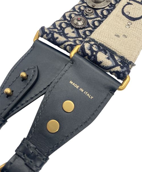 Christian Dior（クリスチャン ディオール）Christian Dior (クリスチャン ディオール) オブリーク ロゴ メダリオン ショルダーストラップ  ネイビーの古着・服飾アイテム