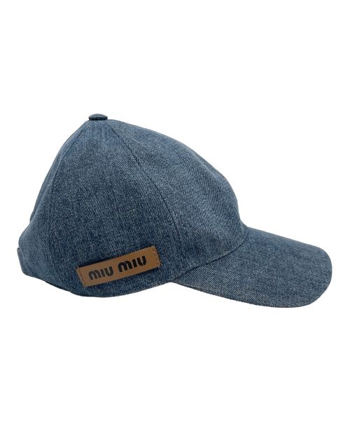MIU MIU（ミュウミュウ）MIU MIU (ミュウミュウ) ロゴパッチ デニムキャップ インディゴ サイズ:Sの古着・服飾アイテム