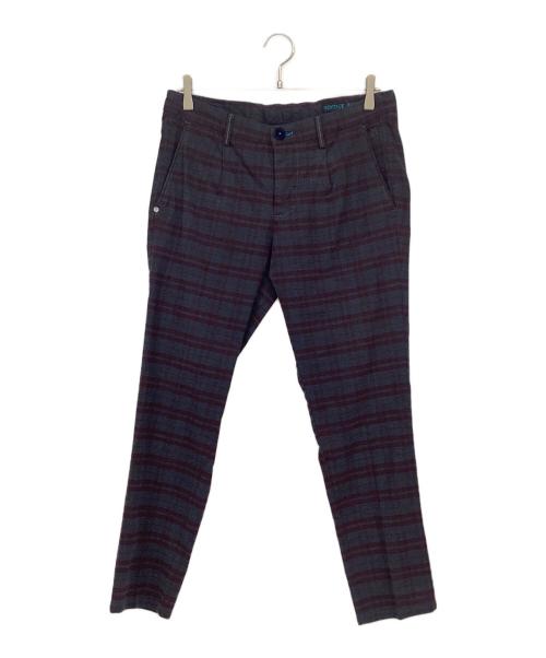 DIMATTIA（ディマッティア）DIMATTIA (ディマッティア) コットンテーパードトラウザー ボルドー×グレー サイズ:46の古着・服飾アイテム