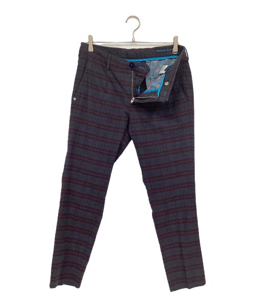 DIMATTIA（ディマッティア）DIMATTIA (ディマッティア) コットンテーパードトラウザー ボルドー×グレー サイズ:46の古着・服飾アイテム