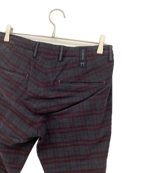 DIMATTIA（ディマッティア）DIMATTIA (ディマッティア) コットンテーパードトラウザー ボルドー×グレー サイズ:46の古着・服飾アイテム