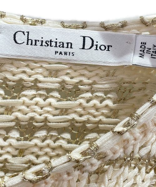Christian Dior（クリスチャン ディオール）Christian Dior (クリスチャン ディオール) 鍵編みニットワンピース アイボリー サイズ:36の古着・服飾アイテム