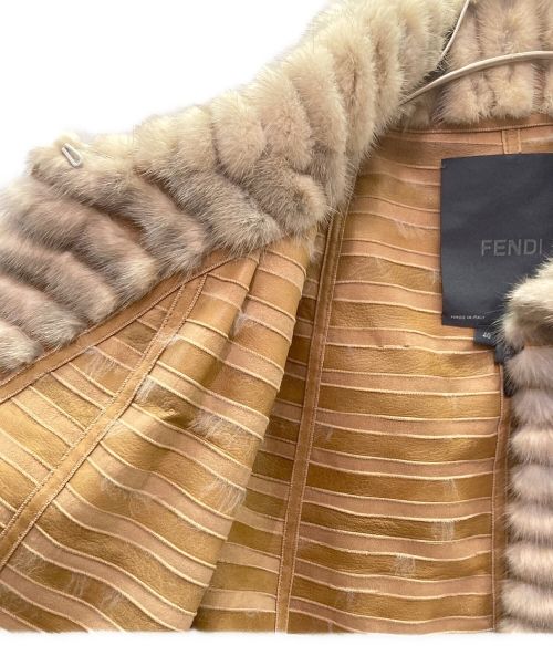FENDI（フェンディ）FENDI (フェンディ) ミンクファー レザー ポンチョ ブラウン サイズ:40の古着・服飾アイテム