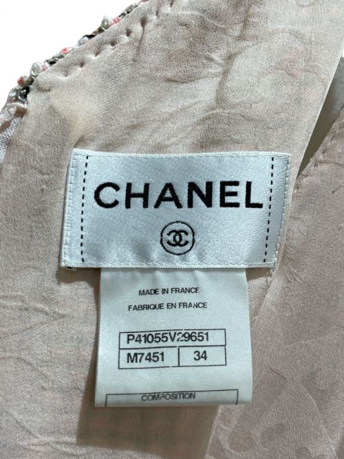 CHANEL（シャネル）CHANEL (シャネル) ツイードノースリーブワンピース ピンク サイズ:34の古着・服飾アイテム