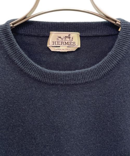 HERMES（エルメス）HERMES (エルメス) カシミヤ 総柄 ニット ネイビー サイズ:Lの古着・服飾アイテム