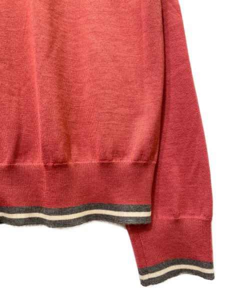 HERMES（エルメス）HERMES (エルメス) シルク×カシミヤ ニット ジップアップカーディガン レッド サイズ:XLの古着・服飾アイテム