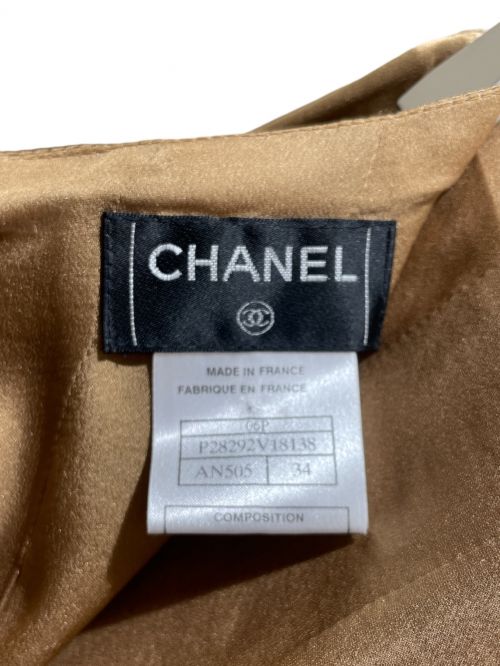 CHANEL（シャネル）CHANEL (シャネル) Coco Mark Silk Skirt ゴールド サイズ:34の古着・服飾アイテム