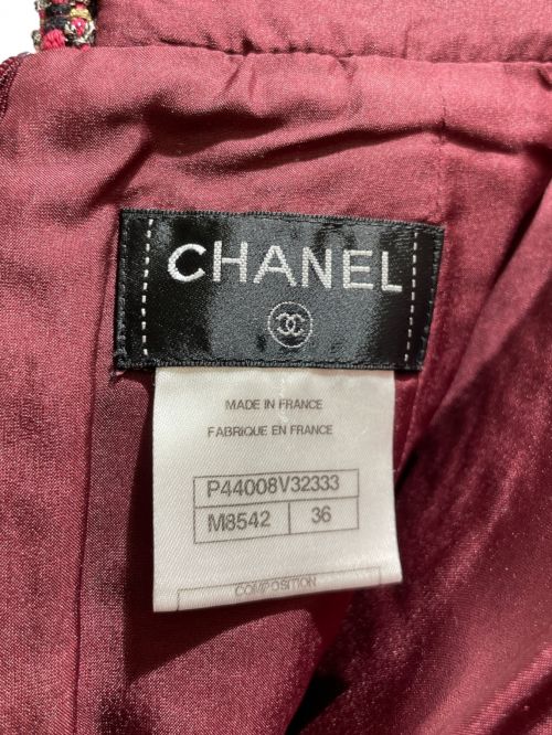 CHANEL（シャネル）CHANEL (シャネル) Tweed skirt レッド×ブラック サイズ:36の古着・服飾アイテム