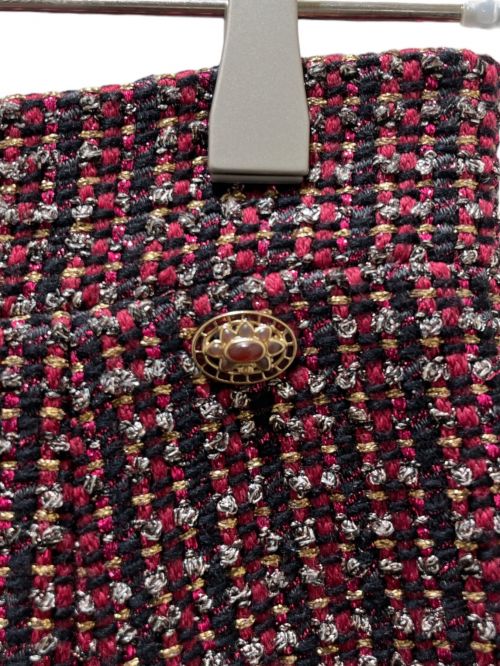 CHANEL（シャネル）CHANEL (シャネル) Tweed skirt レッド×ブラック サイズ:36の古着・服飾アイテム