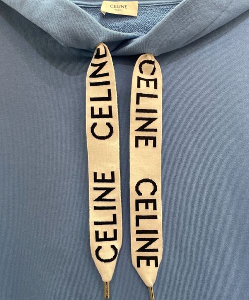 CELINE（セリーヌ）CELINE (セリーヌ) ルーズ フーディー スカイブルー サイズ:XLの古着・服飾アイテム
