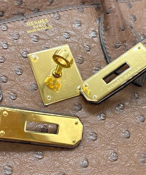 HERMES（エルメス）HERMES (エルメス) バーキン 30/ゴールド金具/オーストリッチ/ブラウン/□G刻印 ブラウン サイズ:30の古着・服飾アイテム