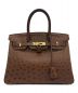 HERMES（エルメス）の古着「バーキン 30/ゴールド金具/オーストリッチ/ブラウン/□G刻印」｜ブラウン