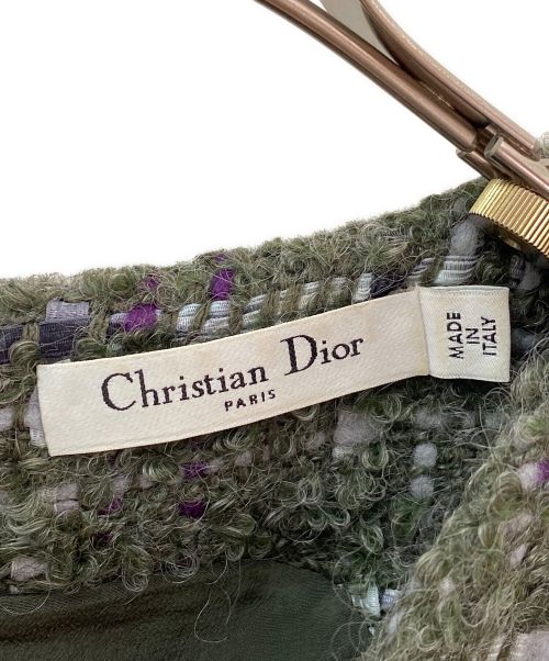 Christian Dior（クリスチャン ディオール）Christian Dior (クリスチャン ディオール) ミックスニットワンピース カーキ サイズ:34の古着・服飾アイテム