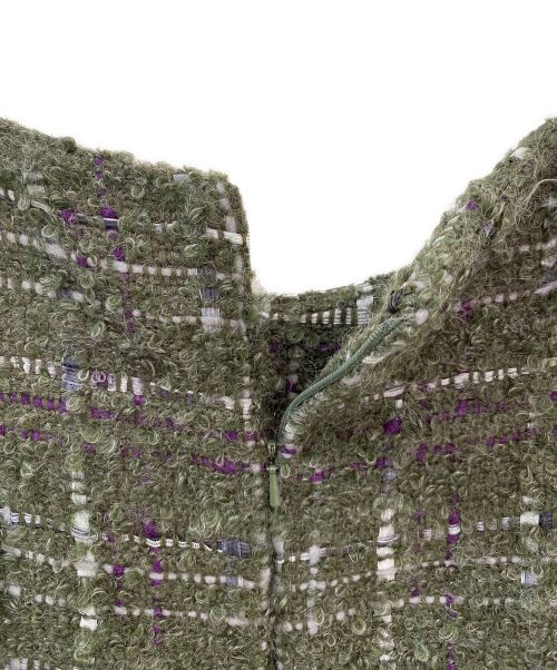 Christian Dior（クリスチャン ディオール）Christian Dior (クリスチャン ディオール) ミックスニットワンピース カーキ サイズ:34の古着・服飾アイテム