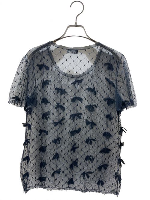 CHANEL（シャネル）CHANEL (シャネル) Ribbon see through blouse ネイビー×ブラック サイズ:38の古着・服飾アイテム