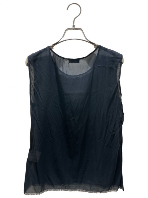CHANEL（シャネル）CHANEL (シャネル) Ribbon see through blouse ネイビー×ブラック サイズ:38の古着・服飾アイテム