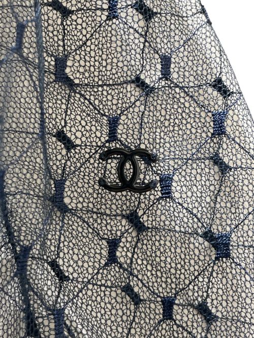 CHANEL（シャネル）CHANEL (シャネル) Ribbon see through blouse ネイビー×ブラック サイズ:38の古着・服飾アイテム