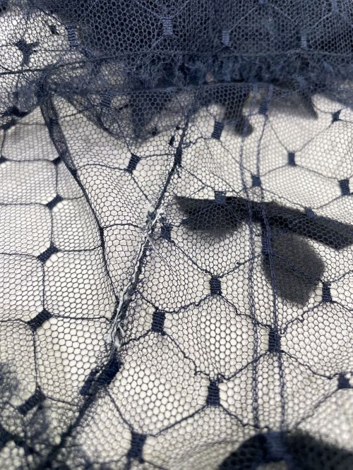 CHANEL（シャネル）CHANEL (シャネル) Ribbon see through blouse ネイビー×ブラック サイズ:38の古着・服飾アイテム