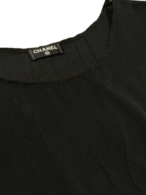 CHANEL（シャネル）CHANEL (シャネル) Ribbon see through blouse ネイビー×ブラック サイズ:38の古着・服飾アイテム