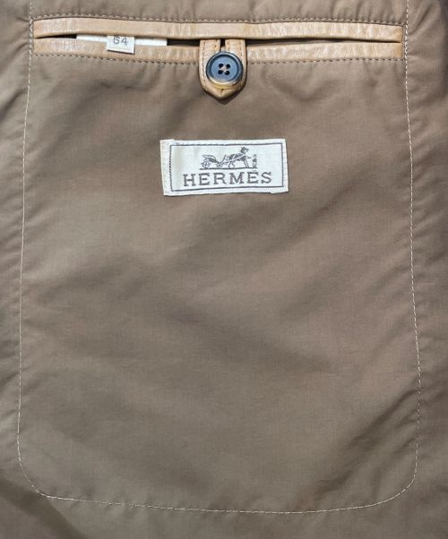 HERMES（エルメス）HERMES (エルメス) 中綿 レザートリミング ナイロンコート ブラウン サイズ:54の古着・服飾アイテム