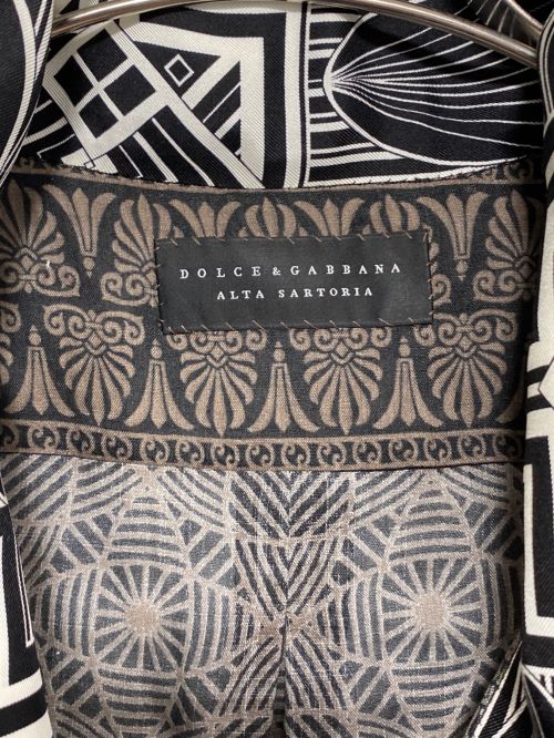DOLCE & GABBANA（ドルチェ＆ガッバーナ）DOLCE & GABBANA (ドルチェ＆ガッバーナ) 総柄 ストールカラーシャツ ブラウン×ブラック サイズ:40の古着・服飾アイテム