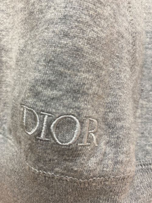Christian Dior（クリスチャン ディオール）Christian Dior (クリスチャン ディオール) ロゴ 刺繍 オブリーク ジャガード スウェット パーカー ライトグレー×ピンク サイズ:Mの古着・服飾アイテム