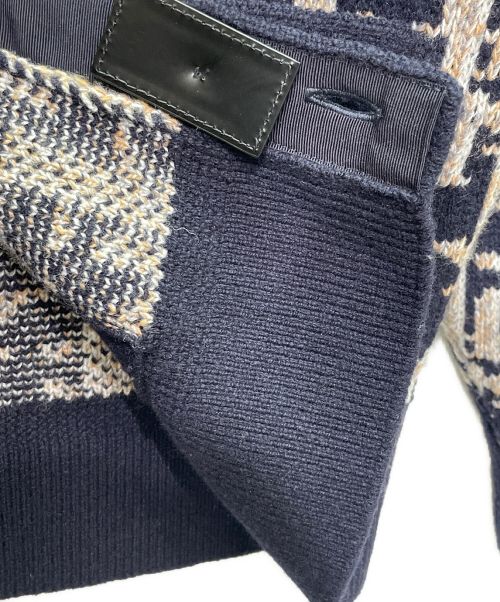 Christian Dior（クリスチャン ディオール）Christian Dior (クリスチャン ディオール) オブリーク 総柄 カーディガン ネイビー×ベージュ サイズ:Mの古着・服飾アイテム