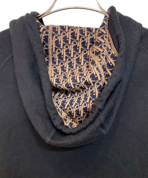 Christian Dior（クリスチャン ディオール）Christian Dior (クリスチャン ディオール) ロゴ刺繍オブリークジャガードパーカー ネイビー×ベージュ サイズ:Lの古着・服飾アイテム
