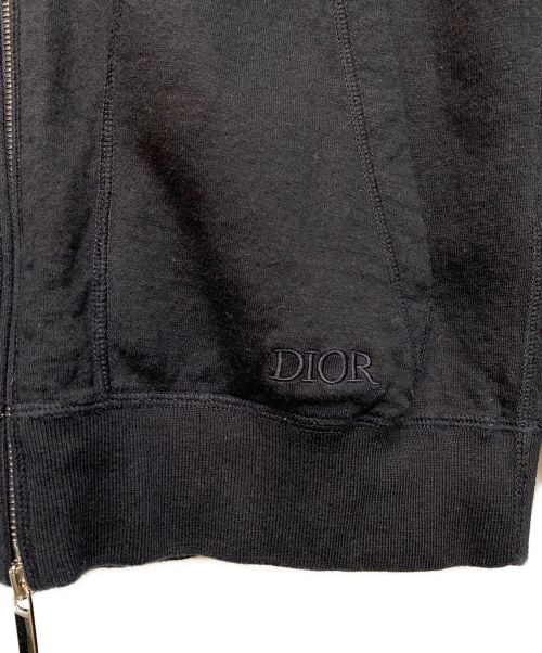 Christian Dior（クリスチャン ディオール）Christian Dior (クリスチャン ディオール) ロゴ刺繍オブリークジャガードパーカー ネイビー×ベージュ サイズ:Lの古着・服飾アイテム