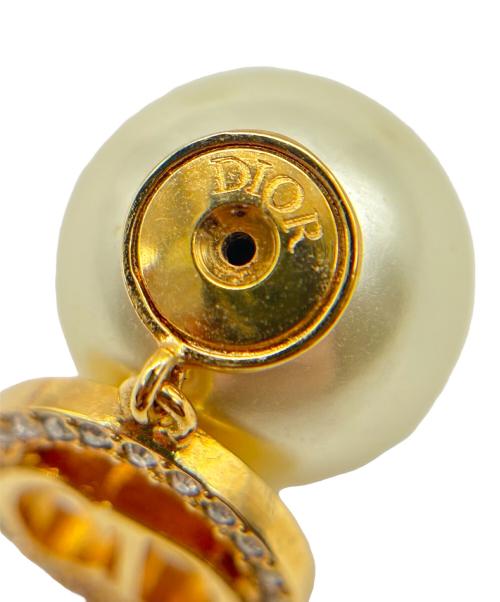 Christian Dior（クリスチャン ディオール）Christian Dior (クリスチャン ディオール) CD ラインストーン パールピアス ゴールド×ホワイト サイズ:-の古着・服飾アイテム