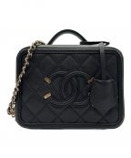 CHANELシャネル）の古着「CCフィリグリー バニティ ショルダーバッグ 16」｜ブラック