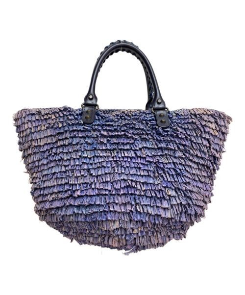 BALENCIAGA（バレンシアガ）BALENCIAGA (バレンシアガ) Motocross Classic Raffia Panier Tote パープルの古着・服飾アイテム