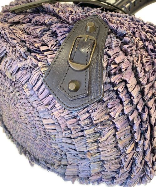 BALENCIAGA（バレンシアガ）BALENCIAGA (バレンシアガ) Motocross Classic Raffia Panier Tote パープルの古着・服飾アイテム